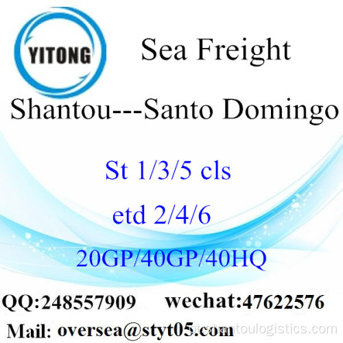 Envio de frete marítimo do porto de Shantou para Santo Domingo
